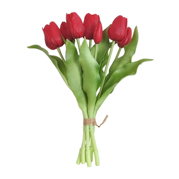 7 Piece Realistic Tulip Bouquet No Maintenance Required Lifelike Design for Home Wedding Party Table Decoration