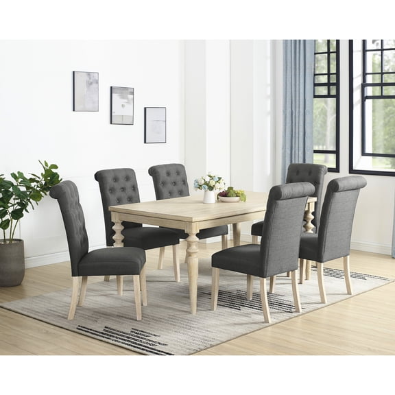 7-Piece Rectangular Dining Set for Dining Room | Ideal for Social Events and Family Meals | With Comfortable Chairs and Elegant Table Design | Addresses the Lack of Durable Dining Furniture