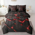 7 Piece Red Geometric Bed in a Bag Queen for Boys Girls Modern Abstract