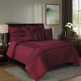thumbnail image 1 of 7-Piece Red and Navy Ruffled Comforter Set with Shams, Pillows & Bed Skirt，Queen, 1 of 4