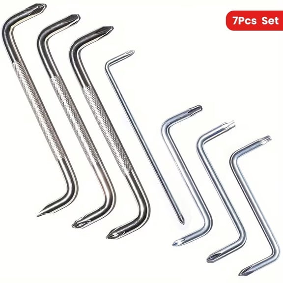 7-Piece Right Angle Screwdriver Set - Precision Screwdrivers for Tight Spaces - Ph3/Ph2/Ph1/Ph0/T25/T20/T15 Sizes