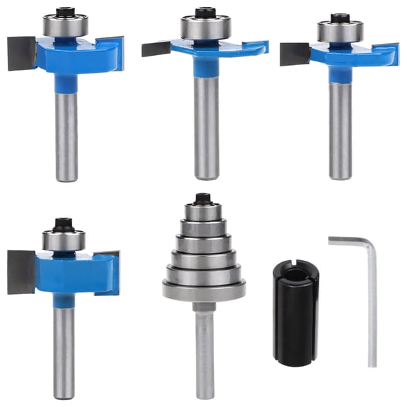 7 Piece Router Bit Set, Woodworking Groove Cutting Tools with Bearings, 1/4 Inch Shank Trim Bits, Professional Cabinet Door Edge Forming Kit, Storage Case Included