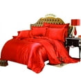 thumbnail image 1 of 7 Piece All Season - Satin Comforter Set (Comforter + Flat Sheet + Fitted Sheet 19'' + 4 Pillowcases) 600 GSM Comforter Sheet Set Wrinkle Fade Free for All Seasons( California Queen Size,Red ), 1 of 3