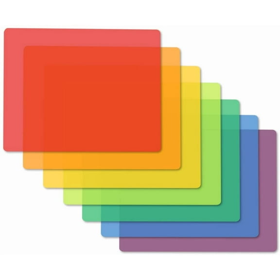 7-Piece Set of Flexible Kitchen Plastic Cutting Boards 15x 12inch Non-Porous Easy to Clean Dishwasher Safe Semi-Transparent Colorful Assorted Cutting Mats