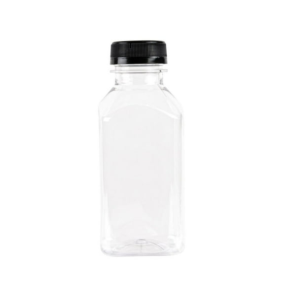 7 Piece Set of Plastic Bottles Container With Lids 12oz Perfect for smoothies, shakes & juices