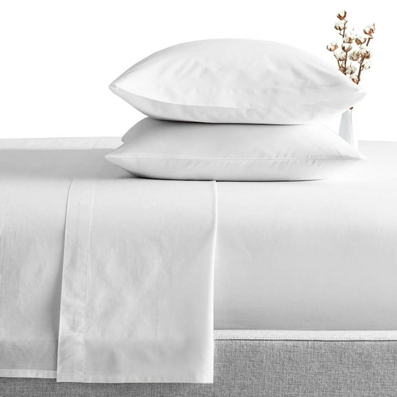 7 Piece Sheet Set 100% Egyptian Cotton - 12" Deep Pocket Fitted Sheet - 400 Thread Count - Full Size - White Solid.