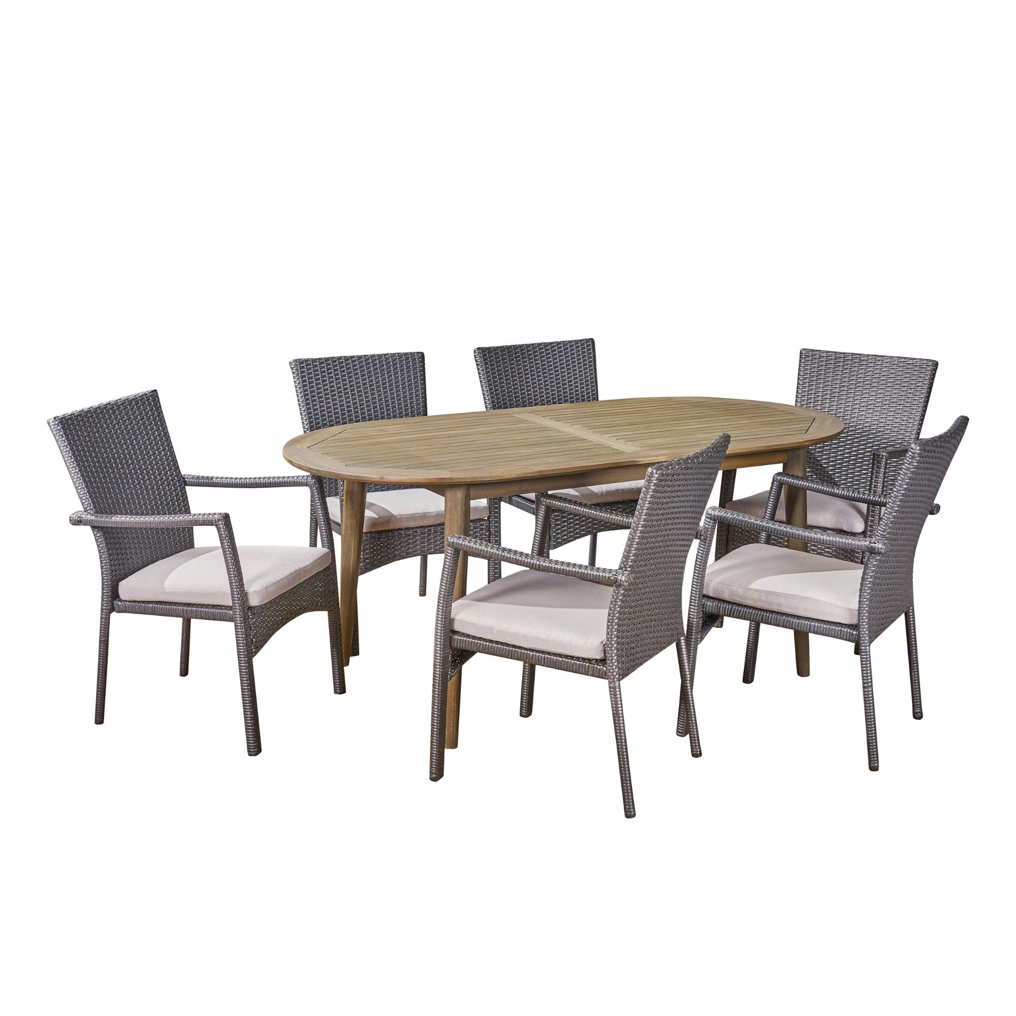 7Piece Slate Gray Contemporary Outdoor Furniture Patio Dining Set
