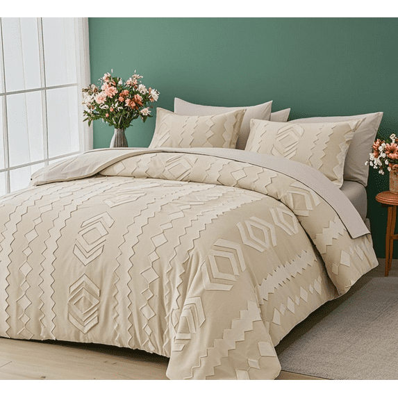 Davulos King Size Comforter Set,7-Piece Bed in a Bag for All - Season, Khaki Bedding Sets with Comforter, Flat Sheet, Fitted Sheet and Pillow Cases Shams