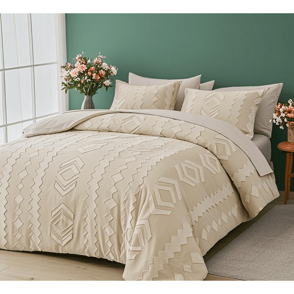 Davulos King Size Comforter Set,7-Piece Bed in a Bag for All - Season, Khaki Bedding Sets with Comforter, Flat Sheet, Fitted Sheet and Pillow Cases Shams