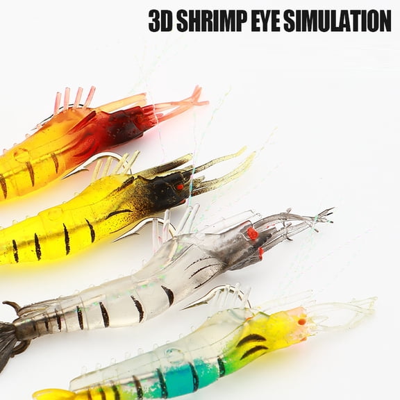 7-Piece Soft Plastic Shrimp Lures with Hooks, Saltwater Fishing Tackle for Redfish, Snook, Trout, and Inshore Species