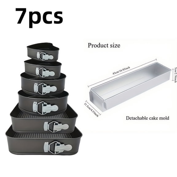 7-Piece Springform Cake Pan Set, Nonstick Carbon Steel Bakeware with Removable Bottom