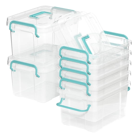 7-Piece Stackable Storage Box Set with Handle - Transparent Container for Snacks, Cosmetics, and Small Tools