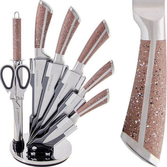 Mayer & Boch 7 Piece Stainless Steel Knife Set with Rotating Stand