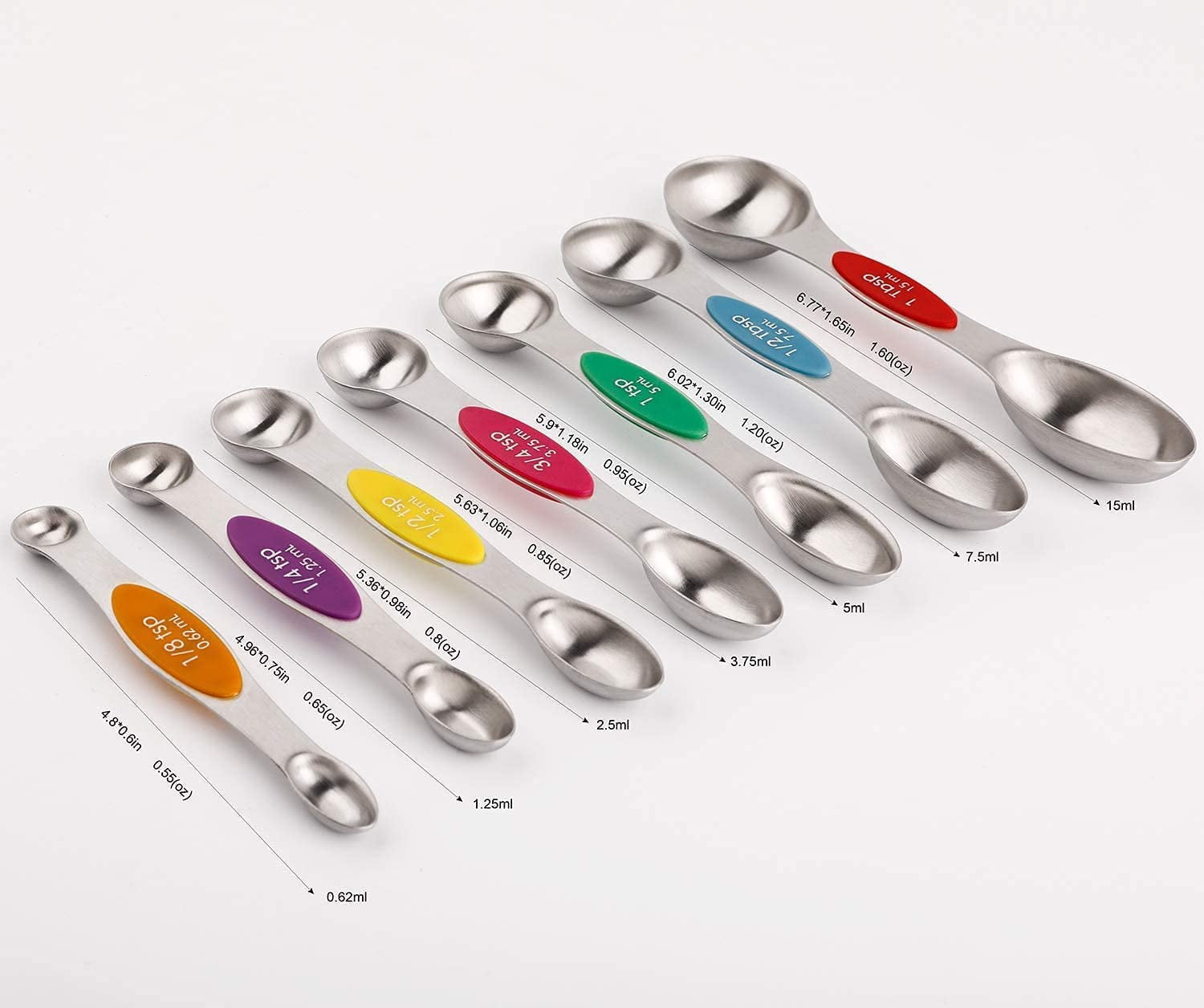 7-Piece Stainless Steel Magnetic Measuring Spoons Set, Dual-Sided ...