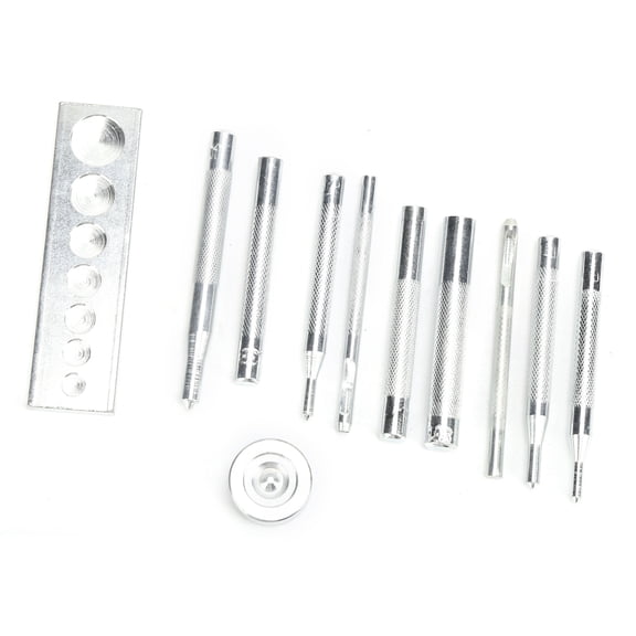 7-Piece Stainless Steel Snap Fastener Installation Kit with 2 Hole Punches and Bases for Leather Craft DIY