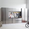 thumbnail image 1 of 7-Piece Storage Cabinet Set, Modern Style Kitchen Furniture Set with Stand Cupboard and Console Table, Wall-Mounted or Free-standing Cabinet Set for Living Room, Kitchen, Dark Gray, 1 of 7