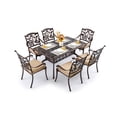 thumbnail image 1 of 7 Piece Strawberry Outdoor Dining Set Cast Aluminum  Patio Dining Set for 6 Includes 59”  Table and 6 Chairs with  Cushions and Umbrella Hole, 1 of 6