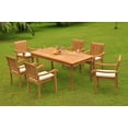thumbnail image 1 of 7-Piece Teak Dining Set: 71" Rectangle Table + 6 Napa Stacking Arm Chairs, 1 of 11