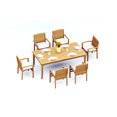 thumbnail image 1 of 7-Piece Teak Dining Set: 83" Rectangle Table + 6 Wave Stacking Arm Chairs, 1 of 9