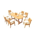 thumbnail image 1 of 7-Piece Teak Dining Set: 94" Oval Extendable Table + 6 Giva Arm Chairs, 1 of 11