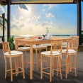 thumbnail image 1 of 7 Piece Teak Wood Amsterdam 63" Rectangular Outdoor Patio Bar Set including 6 Barstools, 1 of 5