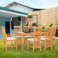 thumbnail image 1 of 7 Piece Teak Wood Balero 55" Outdoor Patio Bistro Dining Set with 2 Arm Chairs and 4 Side Chairs, 1 of 5