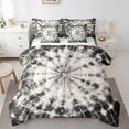 thumbnail image 1 of 7 Piece Tie-Dyed Bed in a Bag Full Size Black White Tie-Dye Bedding Sets Abstract Art Decor Comforter Set with Sheets Boho Exotic Style Bed Set Geometry Stripes Sheets, 1 of 5