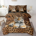 thumbnail image 1 of 7 Piece Tiger Bed In A Bag Twin,Tiger Leopard Print Comforter Set,Safair Animal Bedding Set,Wildlife Quilt with Flat Fitted Sheet,Black Brown Pillow Covers, 1 of 5
