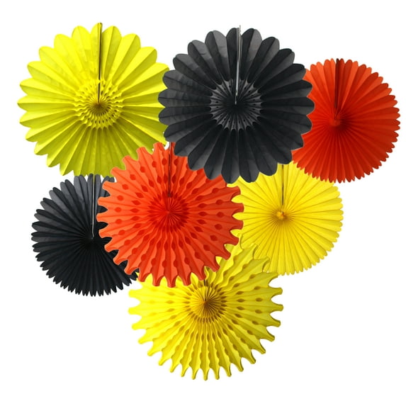 7-Piece Tissue Fans, Construction Party, 13-18 Inch