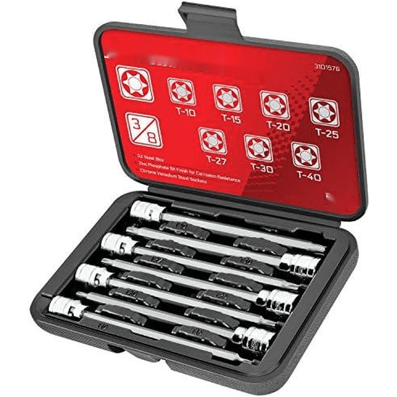 7-Piece Torx Extra Long Bit Socket Set, T10 to T40 Sizes, 3/8 in. Drive, S2 Steel Bits, CrV Sockets From a Family-Run Tool Company Based in the U.S.A.$$Tools & Hardware Other