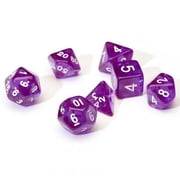 7 Piece Transparent Dice Set - Purple & White