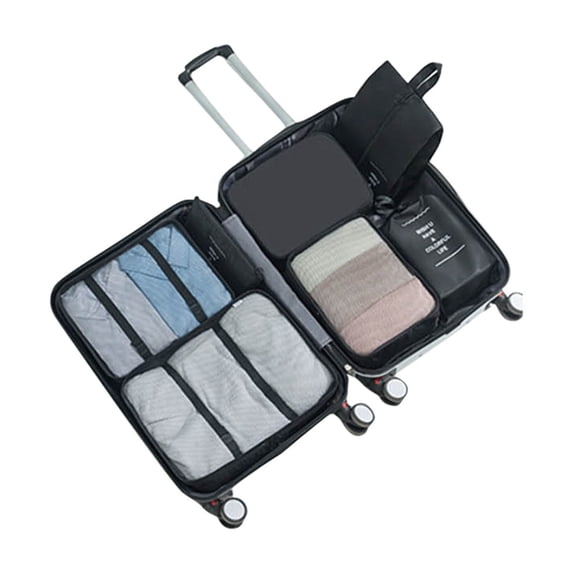 7-Piece Travel Organizer Set for Luggage Packing with Garment Shoe and Underwear Bags
