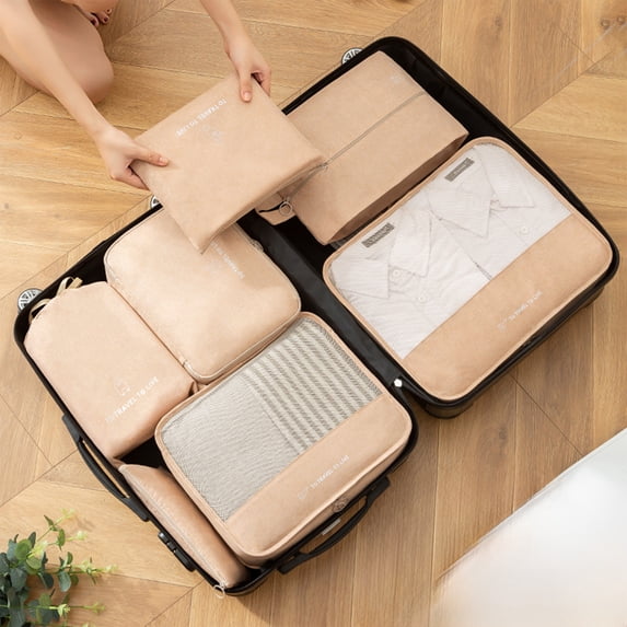 7-Piece Travel Packing Cubes Set, Luggage Organizer with Compression Bags for Clothes and Shoes Storage, Lightweight Durable Polyester Material for Suitcase Organization