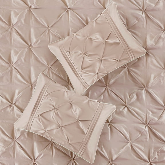 7 Piece Tufted Comforter Set Blush Queen