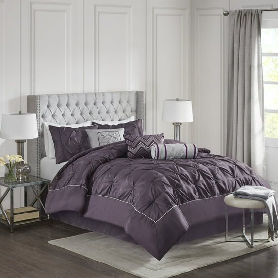 7 Piece Tufted Comforter Set Plum Full
