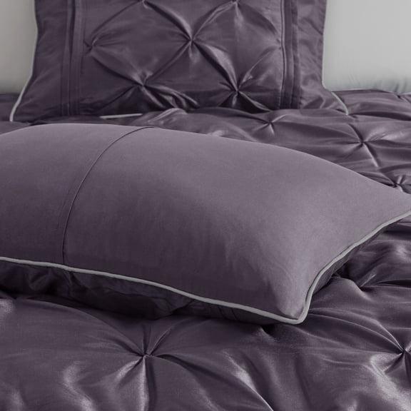 7 Piece Tufted Comforter Set Plum King