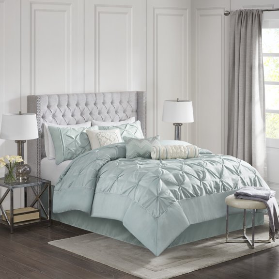 7 Piece Tufted Comforter Set Seafoam King