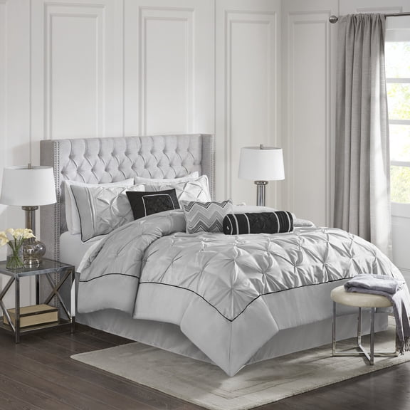 7 Piece Tufted Comforter Set Taupe King