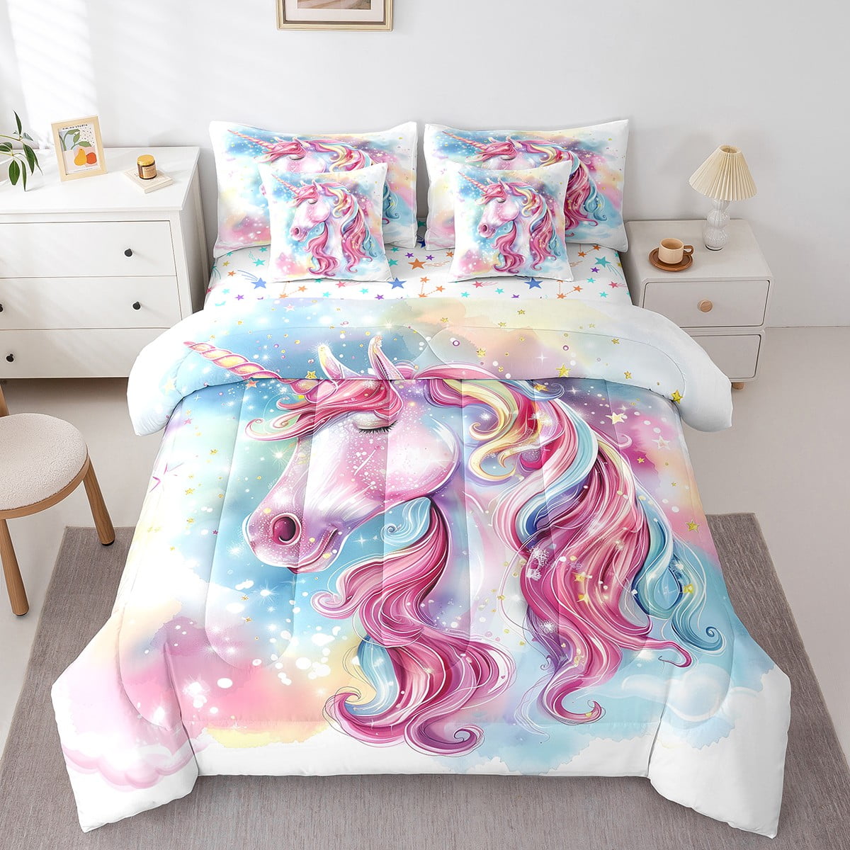 Customer reviews for 7 Piece Unicorn Twin Bed in a Bag Princess Room ...