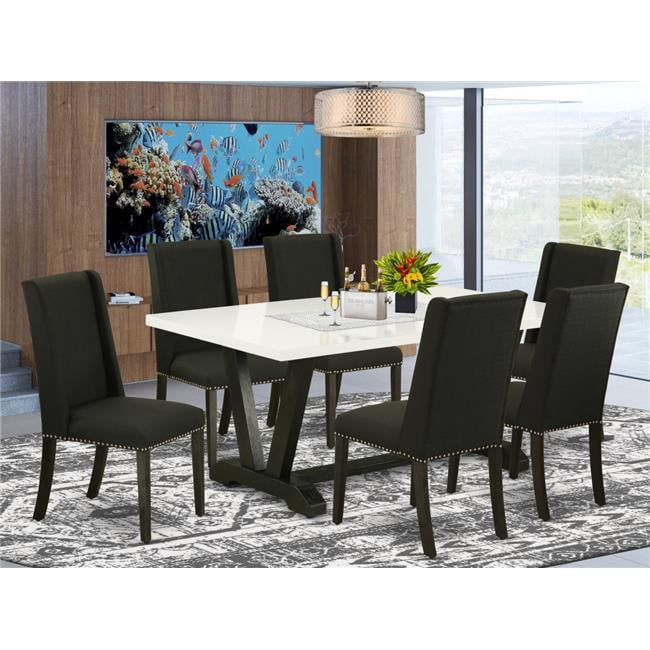 7 Piece V-Style Dining Room Table Set - Black - Walmart.com