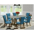 thumbnail image 1 of 7 Piece V-Style Dining Room Table Set - Distressed Jacobean, Cement & Blue, 1 of 1