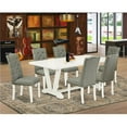 thumbnail image 1 of 7 Piece V-Style Modern Dining Table Set - Linen White, 1 of 1