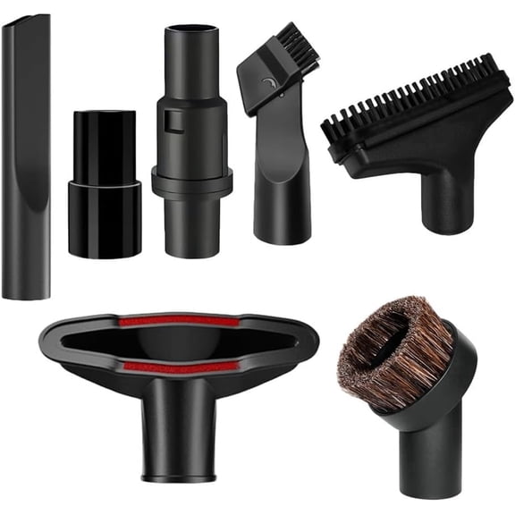 7-Piece Vacuum Attachment Kit – Horsehair Brush & Crevice Tools, Universal Accessory Set for Upright and Canister Vacuums, Multi-Surface Cleaning Set