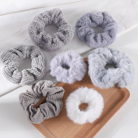 7-Piece Velvet Solid Elastic Hair Ties, Gentle Style Scrunchies for Women Long Thick Hair, No Damage Hair Scrunchies Rubber Bands Accessories