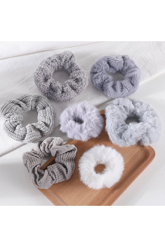 7-Piece Velvet Solid Elastic Hair Ties, Gentle Style Scrunchies for Women Long Thick Hair, No Damage Hair Scrunchies Rubber Bands Accessories