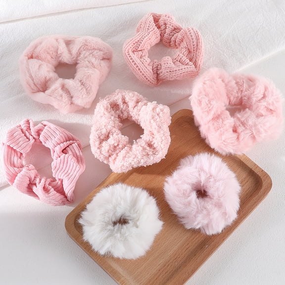 7-Piece Velvet Solid Elastic Hair Ties, Gentle Style Scrunchies for Women Long Thick Hair, No Damage Hair Scrunchies Rubber Bands Accessories