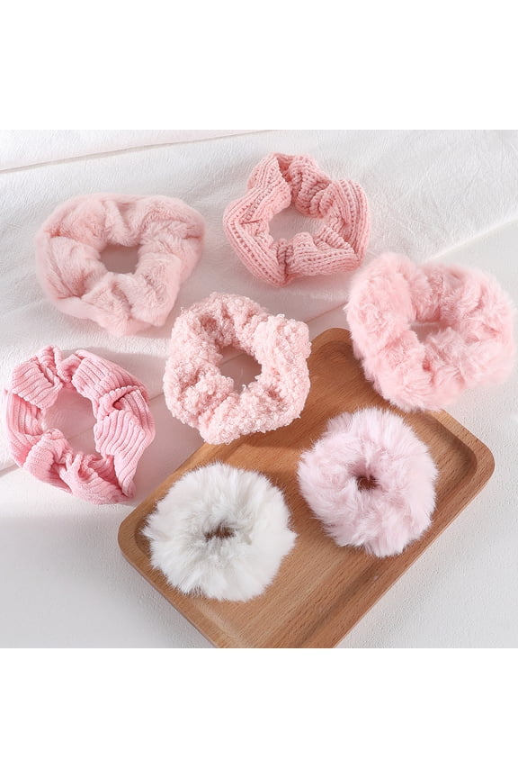 7-Piece Velvet Solid Elastic Hair Ties, Gentle Style Scrunchies for Women Long Thick Hair, No Damage Hair Scrunchies Rubber Bands Accessories