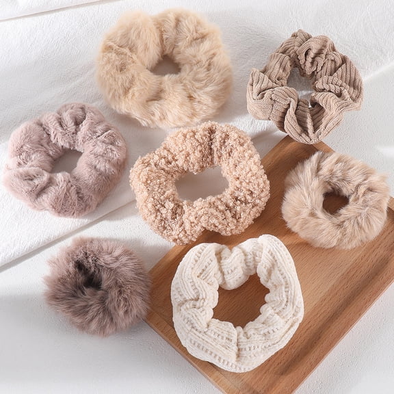 7-Piece Velvet Solid Elastic Hair Ties, Gentle Style Scrunchies for Women Long Thick Hair, No Damage Hair Scrunchies Rubber Bands Accessories