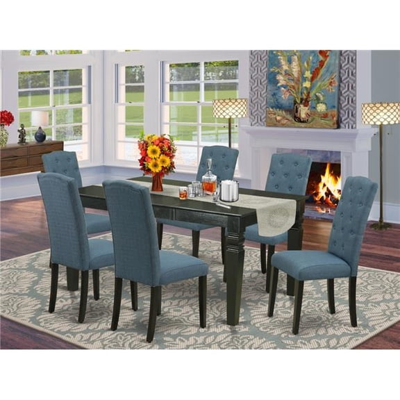 7 Piece Weston Dinette Set - Black & Blue