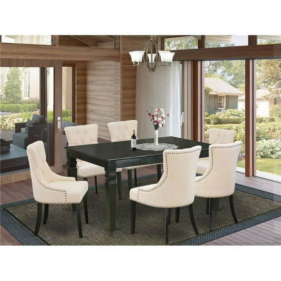 7 Piece Weston Dinette Set - Black & Light Beige